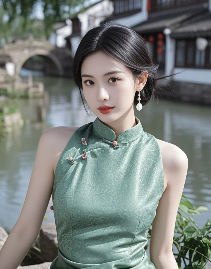 她穿旗袍像从《金陵十三钗》走出的民国妖精，美到骨缝都酥了