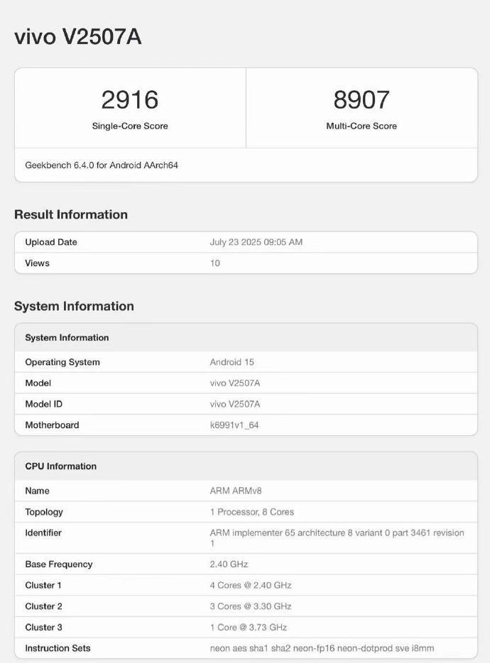 这应该是iQOO Z10 Turbo Pro+的跑分
1、单核2916，多核89