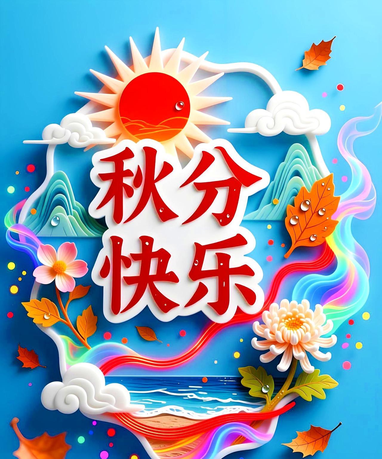 《鹧鸪天·秋分》
昼夜均分天转凉，
金风送爽满庭芳。
晴空一鹤排云上，
稻浪千重