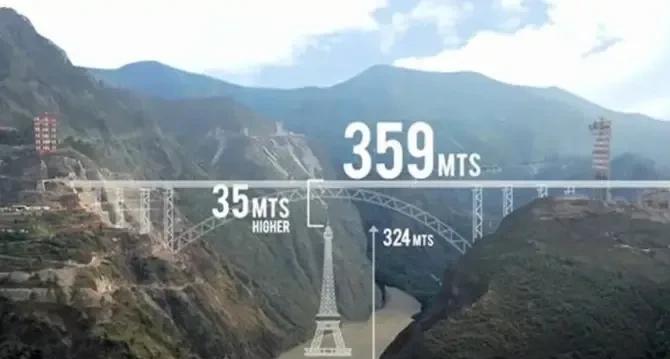 印度建成一座千米桥，叫“节纳布铁路桥，”，据说世界最高，比埃菲尔铁塔还高。但看着