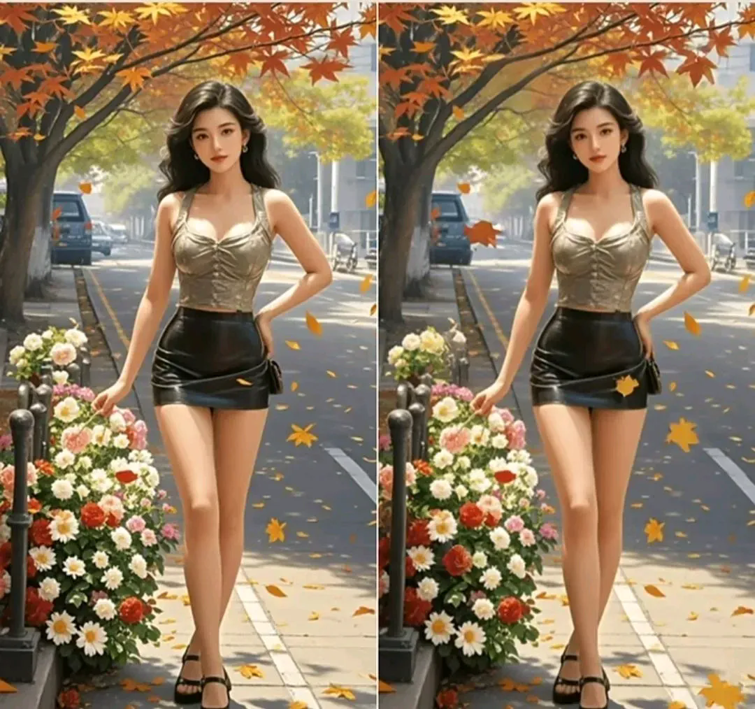 美女找茬，你能找到几处？
找到6处及格
找到8处优秀
找到10处以上封神