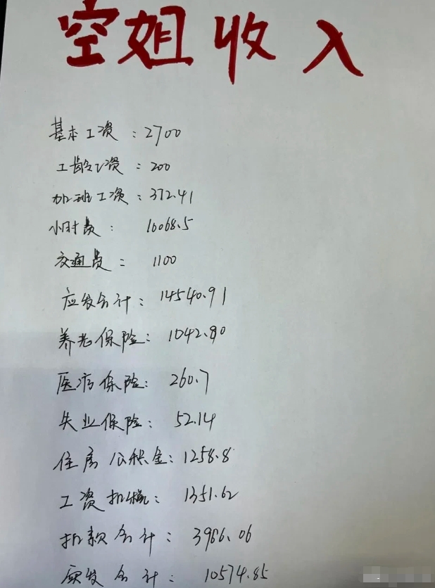 空姐的收入，算什么水平