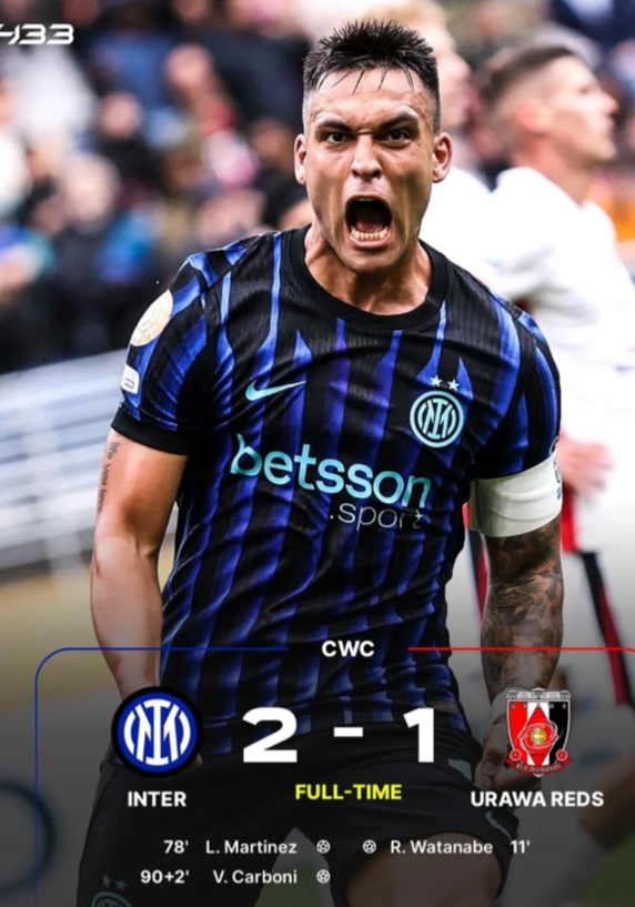 世俱杯/国际米兰2-1逆转浦和红钻

渡边凌磨先拔头筹，劳塔罗倒钩扳平，补时阶段