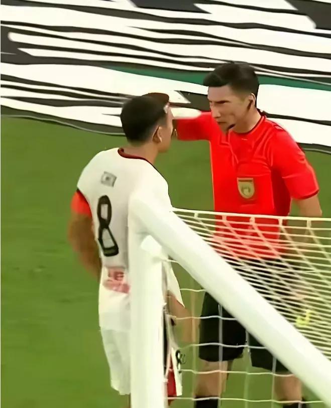 韦世豪的2黄变一红的前因后果。
第一张黄牌，观众席上，有一个人大声喊叫什么什么饺