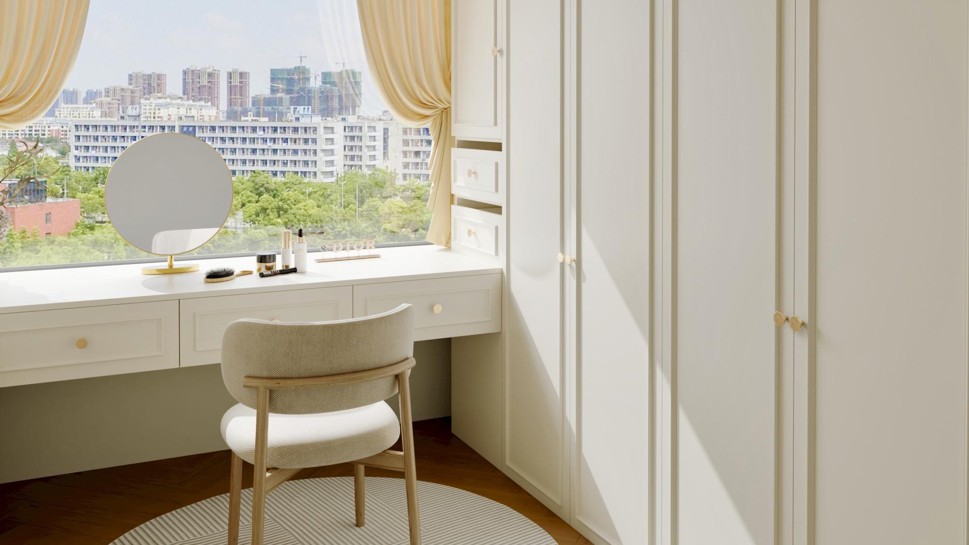 极简风+奶油风的衣帽间