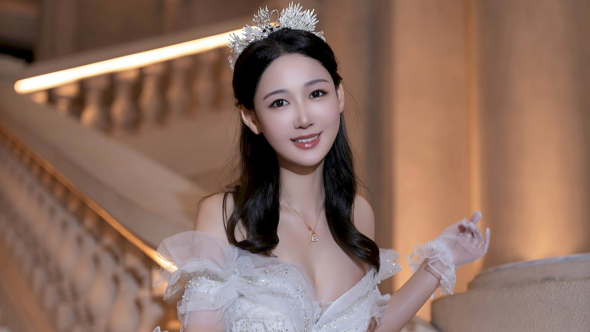 唐安琪白色婚纱搭配魅惑肉丝韩国旅拍