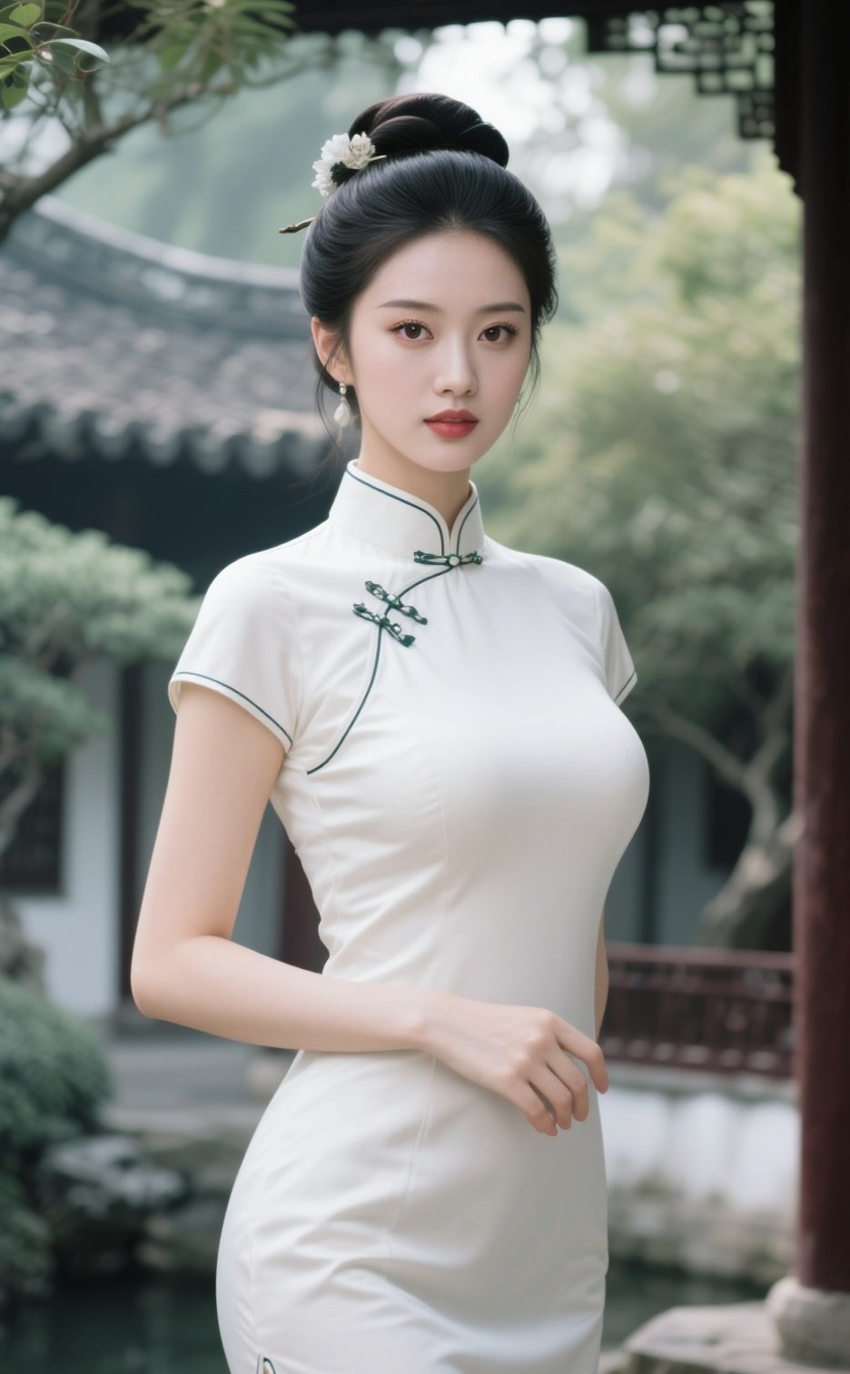 娇俏佳人旗袍裹身，东方神韵尽显风华