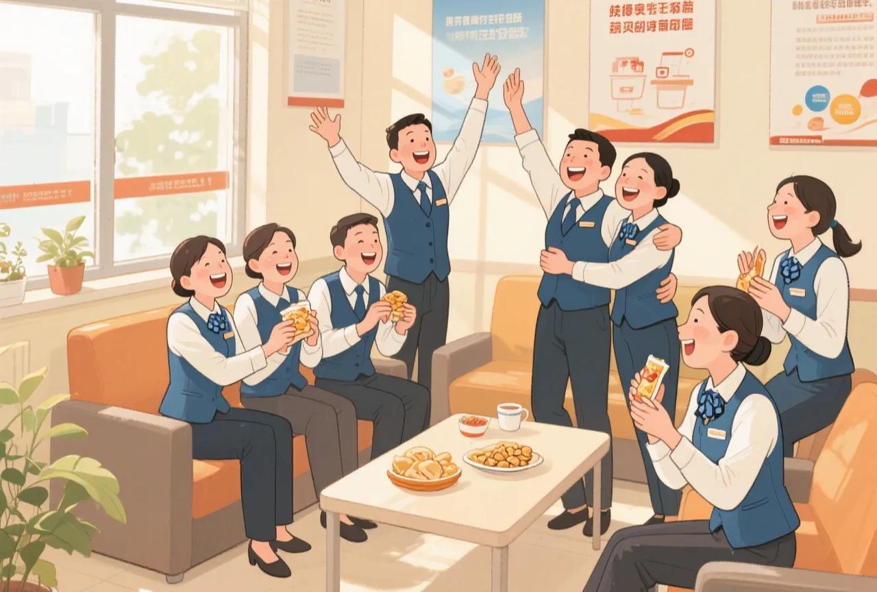 在某银行工作的外甥女回到家里，兴奋地向我们报告了一个好消息，说各家银行统一开会，