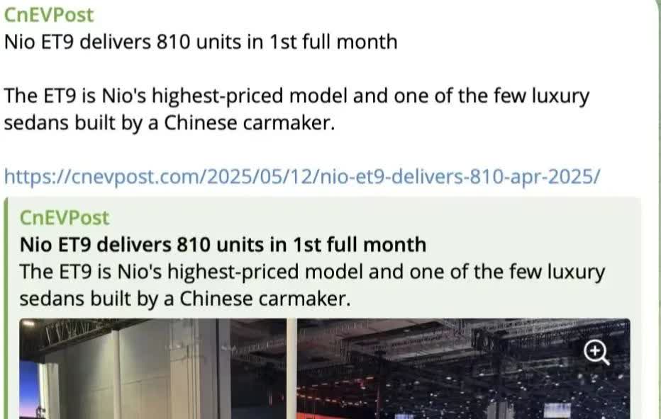 ET9一个月卖近7个亿

均价80万，一个月交付810台，就是将近7个亿的现