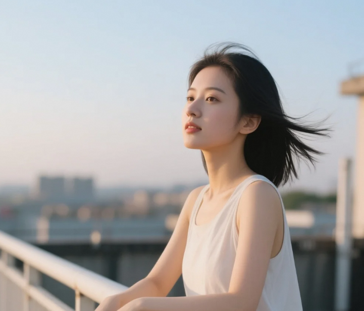 霓虹在发间流淌成河