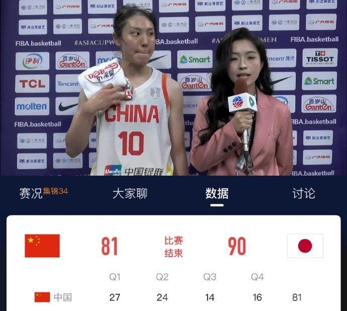 7月19日，2025年女篮亚洲杯半决赛，#中国队81比90不敌日本队#。本场比赛