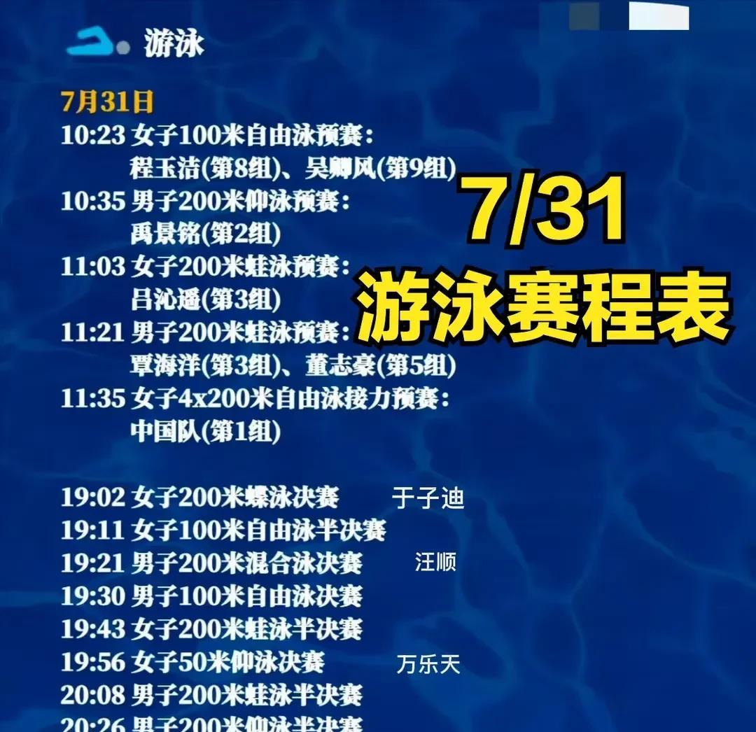 2025新加坡游泳世锦赛激战正酣！7月31日中国游泳队赛程超精彩，CCTV5全程
