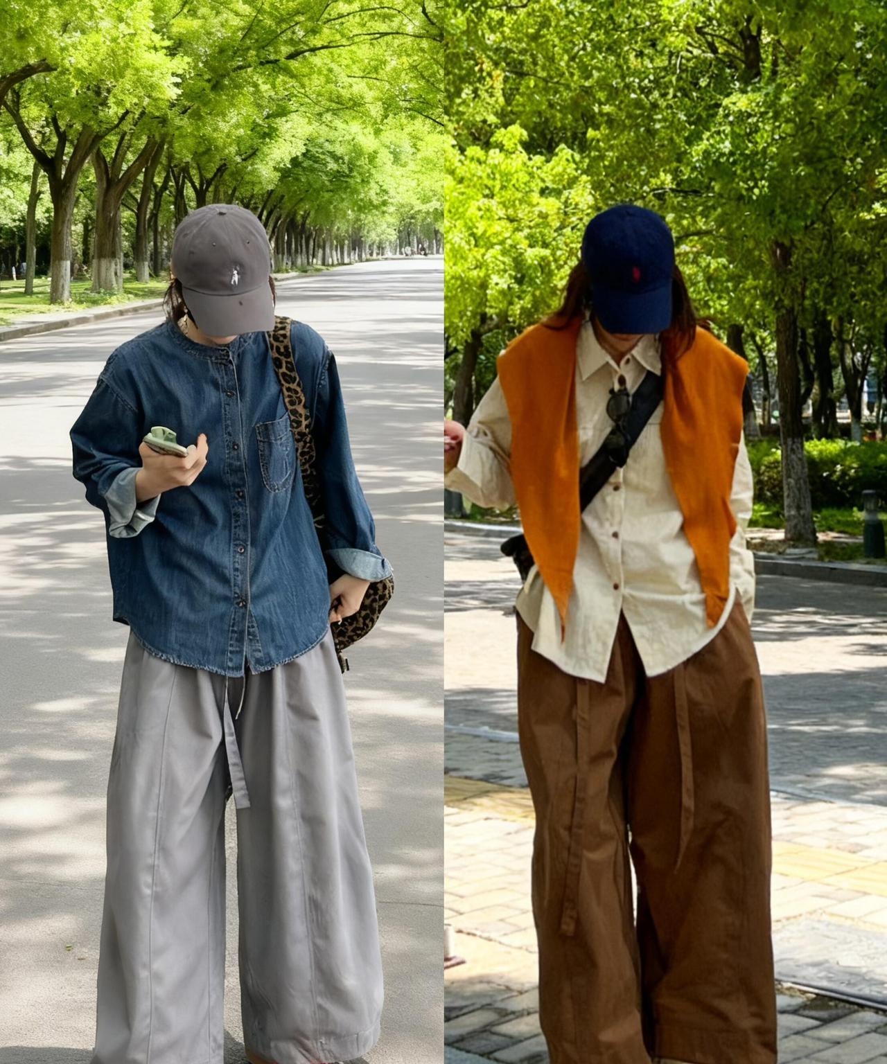 秋天这样穿，韩系氛围感拉满！
秋天比较喜欢穿宽松的单品，像廓型的衬衫搭配阔腿裤，
