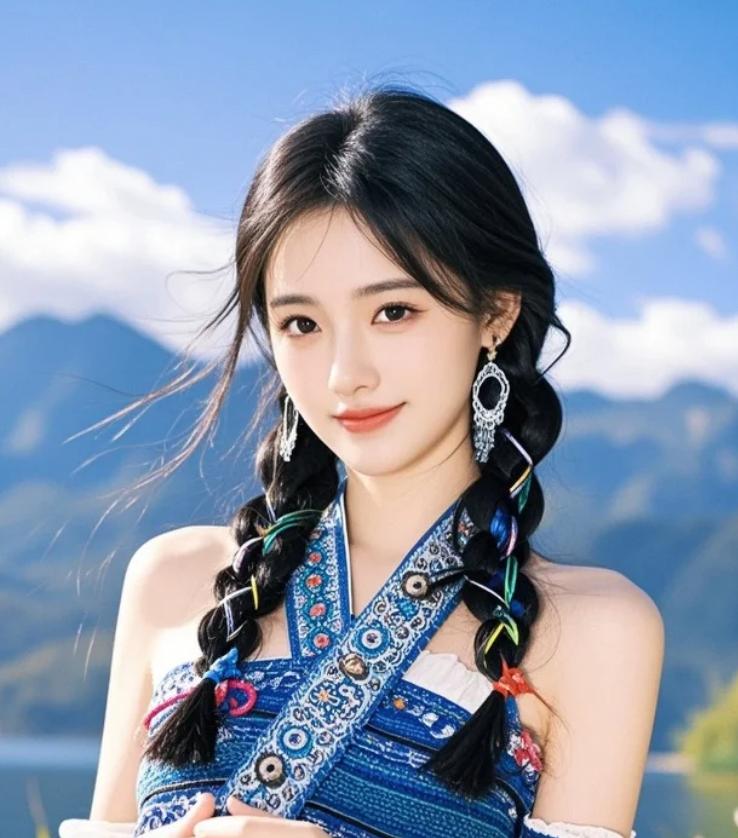 纳西族女孩指着玉龙雪山倒影：“湖是天空的镜子！”
