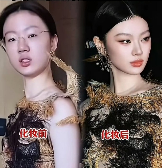 老天奶，单依纯素颜气场1米8，化妆前后对比太吓人了 ​​​
