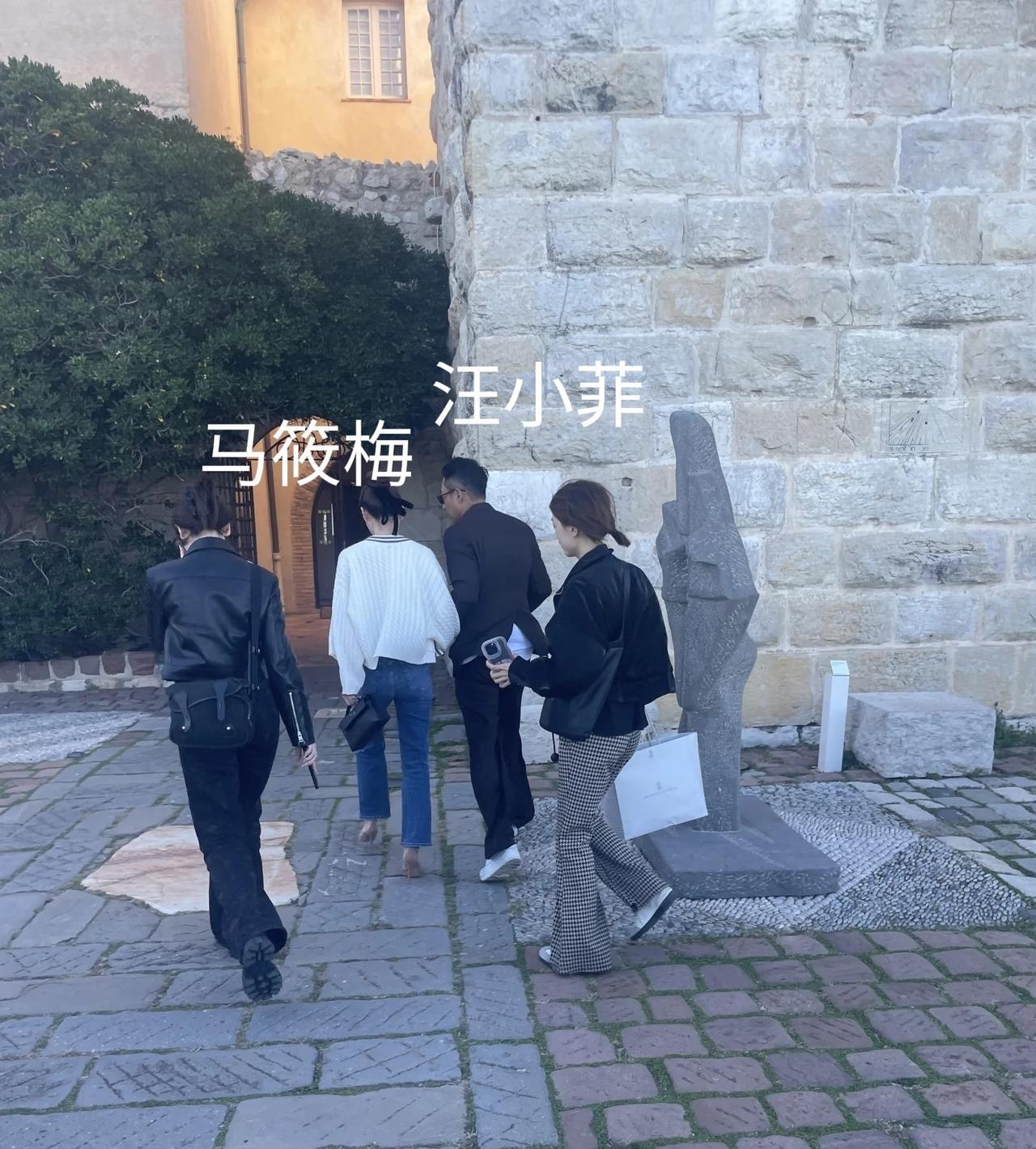 法国偶遇汪小菲夫妇，当天汪小菲陪着马筱梅逛街，身边还有助理陪同，马筱梅挽着老公，