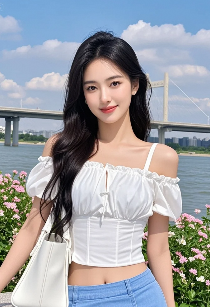 她倚花而立，风起时，整条江都为她屏息