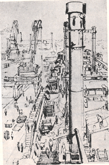 70年代速写：万吨轮内部安装，徐景达 作