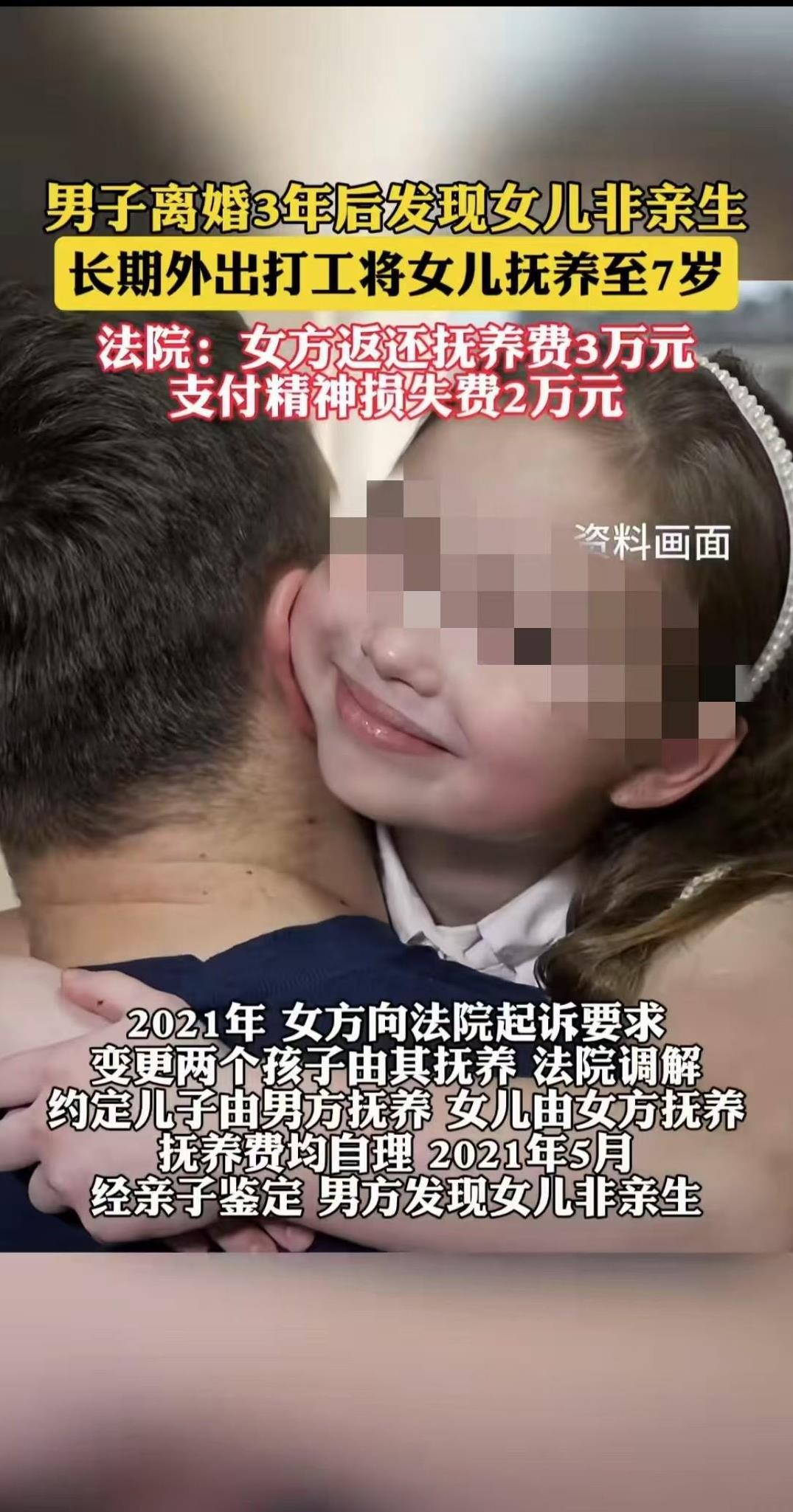 甘肃白银，一名男子离异后单身抚养了女儿三年，最后发现女儿竟然不是自己亲生的。想到