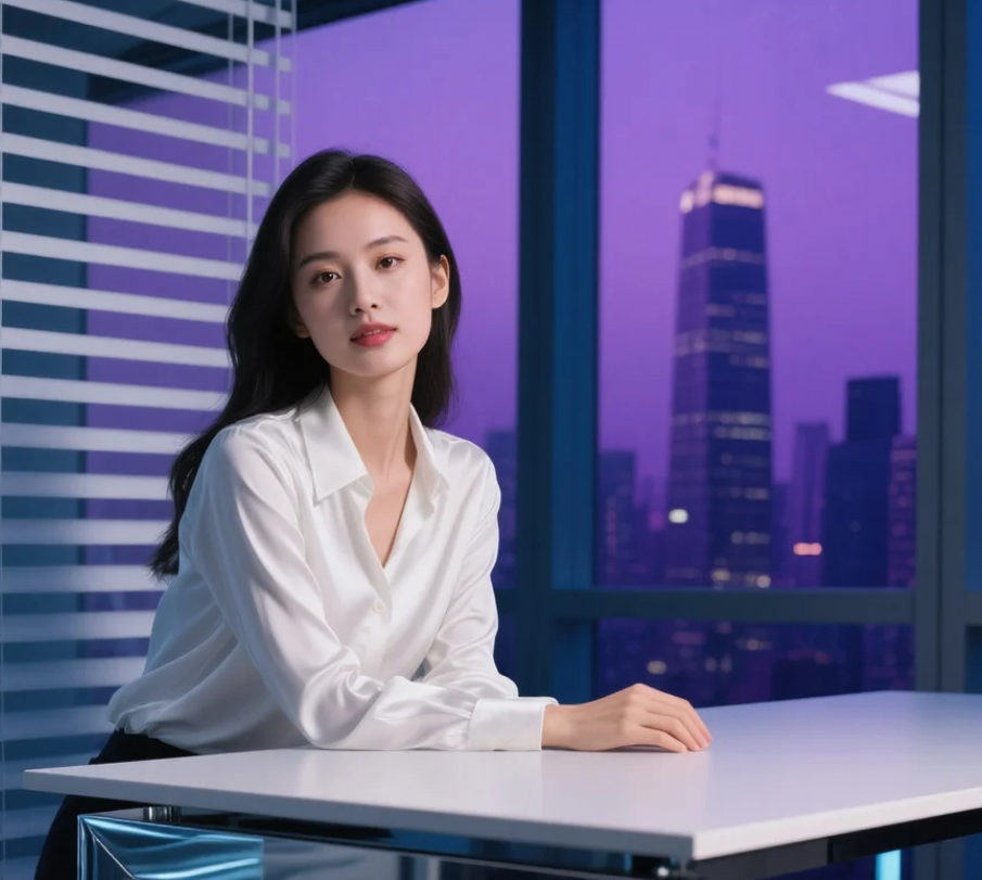 她说喜欢夜里的城市，因为它从不打扰她的思绪