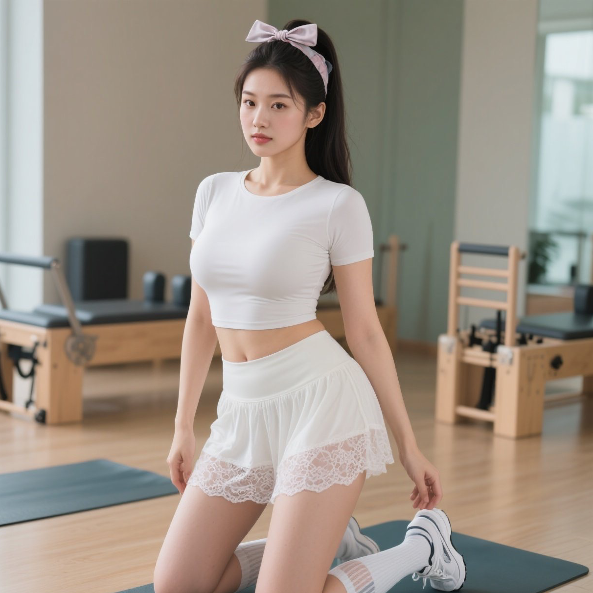 美眉运动显风情，饱满曲线摄魂灵！