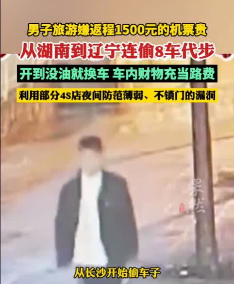 “真是个奇葩！”一男子为省1500元的机票钱，不惜铤而走险偷车回家，从长沙到大连