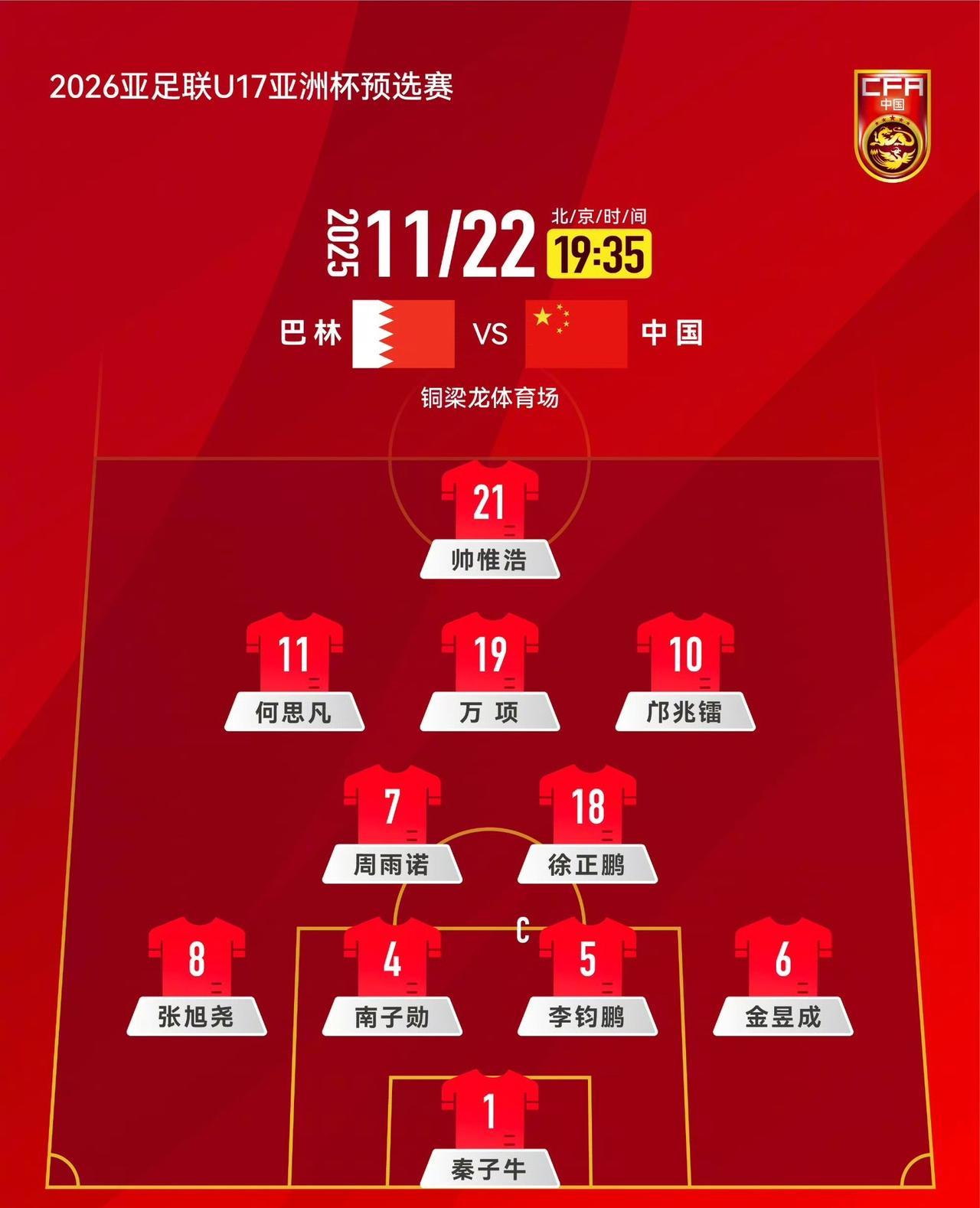 哈哈哈，看国足比赛好久没这么畅快了：面对咱们的西亚苦主巴林队，U17的小伙子们上