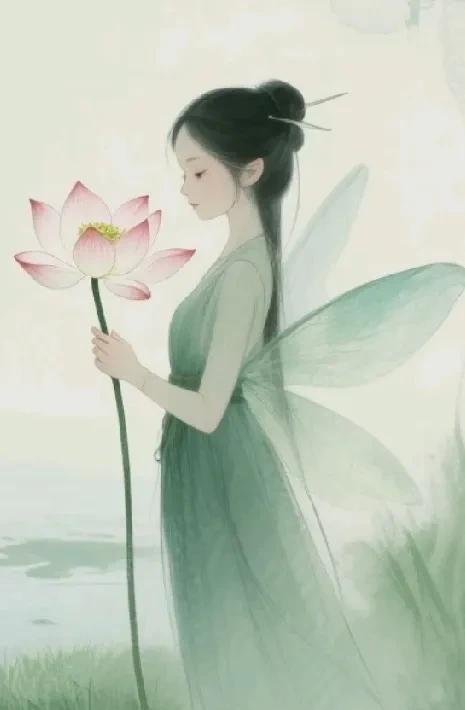 为你幻作池间菡萏
不必数花期
风雨会冲淡所有记忆
偶尔有蜻蜓
将眸光暂落我肩头