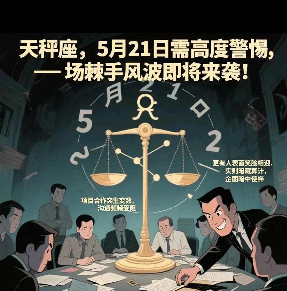 天秤座注意！紧急预警已拉响！
5月21日需高度警惕，一场棘手风波即将来袭！项目合