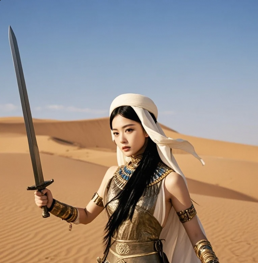 沙海孤烟直，这位女剑士会让你忘记一切烦恼。