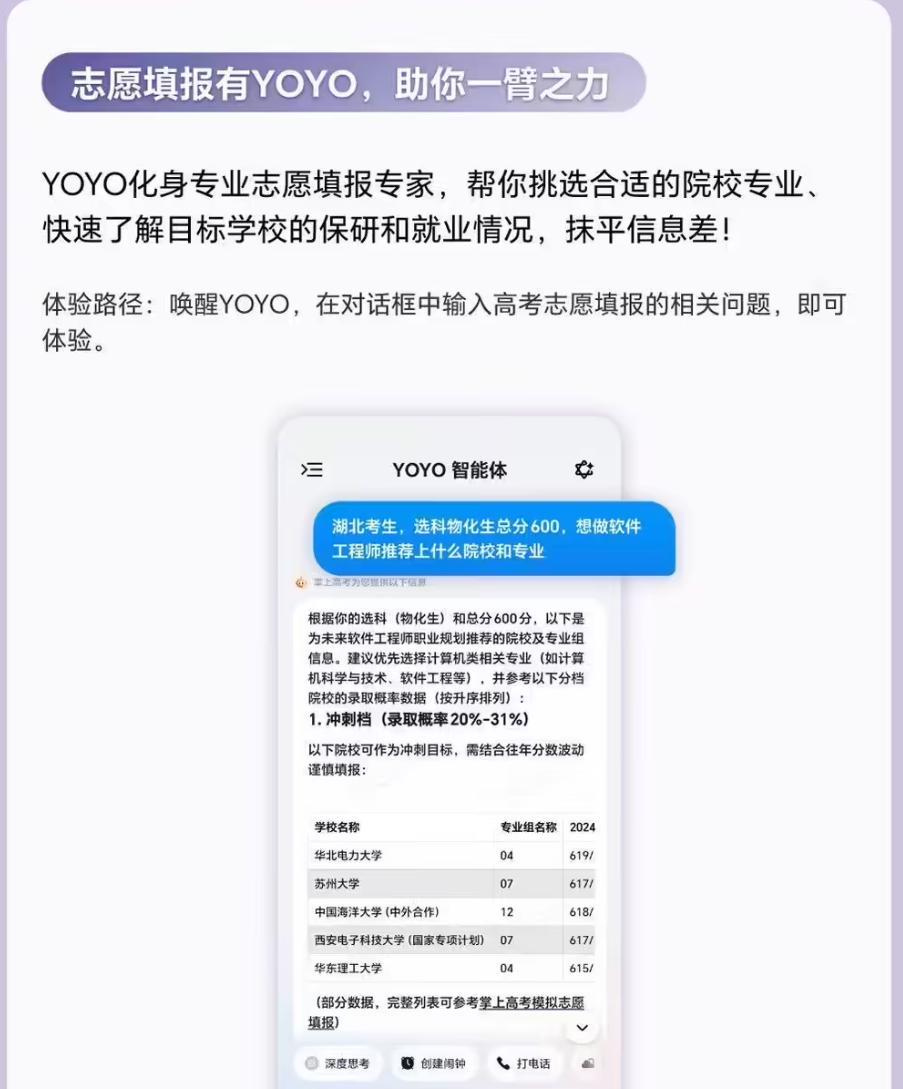 为高考填报志愿助力，荣耀的YOYO智能体更新来的真是太及时了。最新的YOYO在更