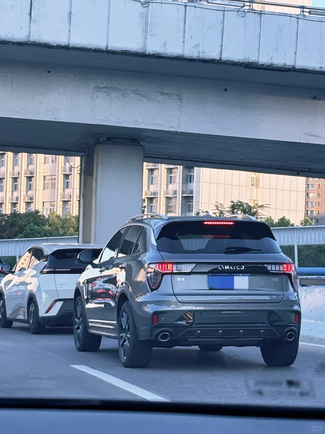 路上偶遇01
感觉屁股灯比其领克少一节
01辨识度还是有的，就是太少见了，屁股灯