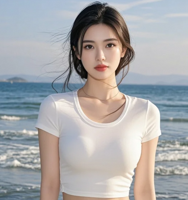 海风轻拂，她就是夏日的温柔本身