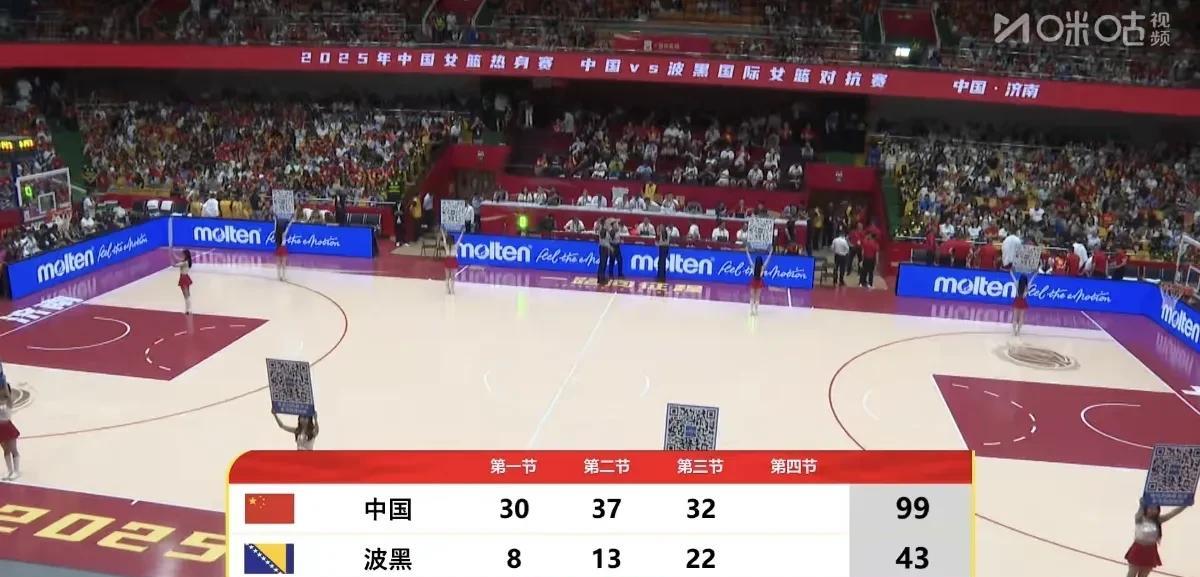 太疯狂，中国女篮狂赢对手67分！济南小姑娘张子宇成了全场最吸睛的人！
     