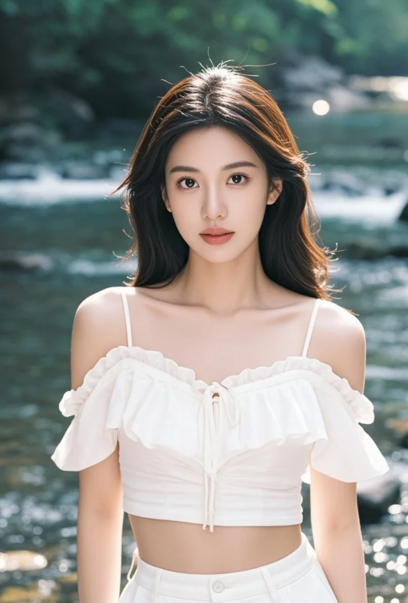 溪畔的倒影，是另一个她，与水波共舞。