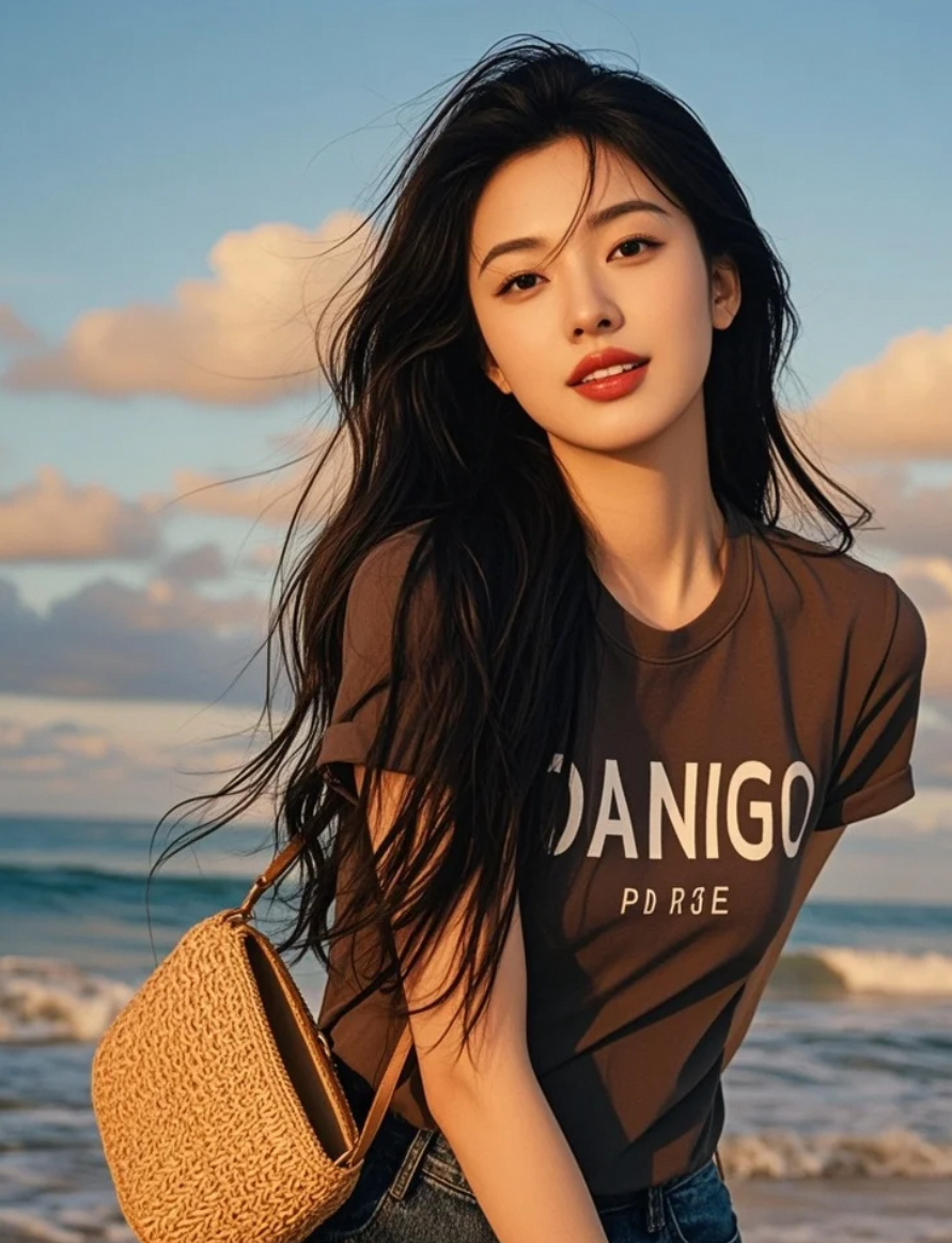 发丝与晚霞共舞，美得刚刚好