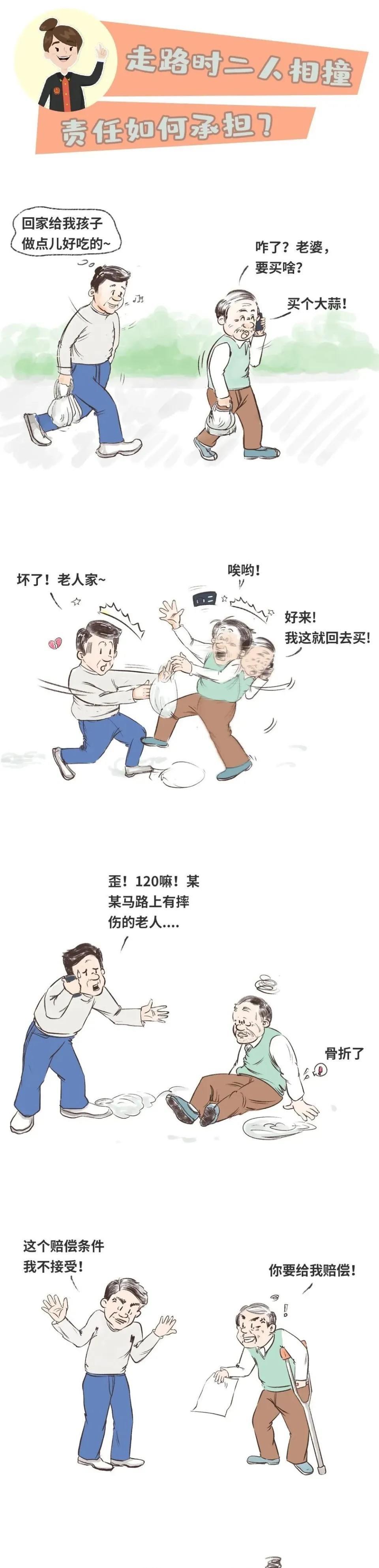 “走路也要保持安全距离！”山东青岛，一老人边走路边打电话，突然转身往回走，冷不丁