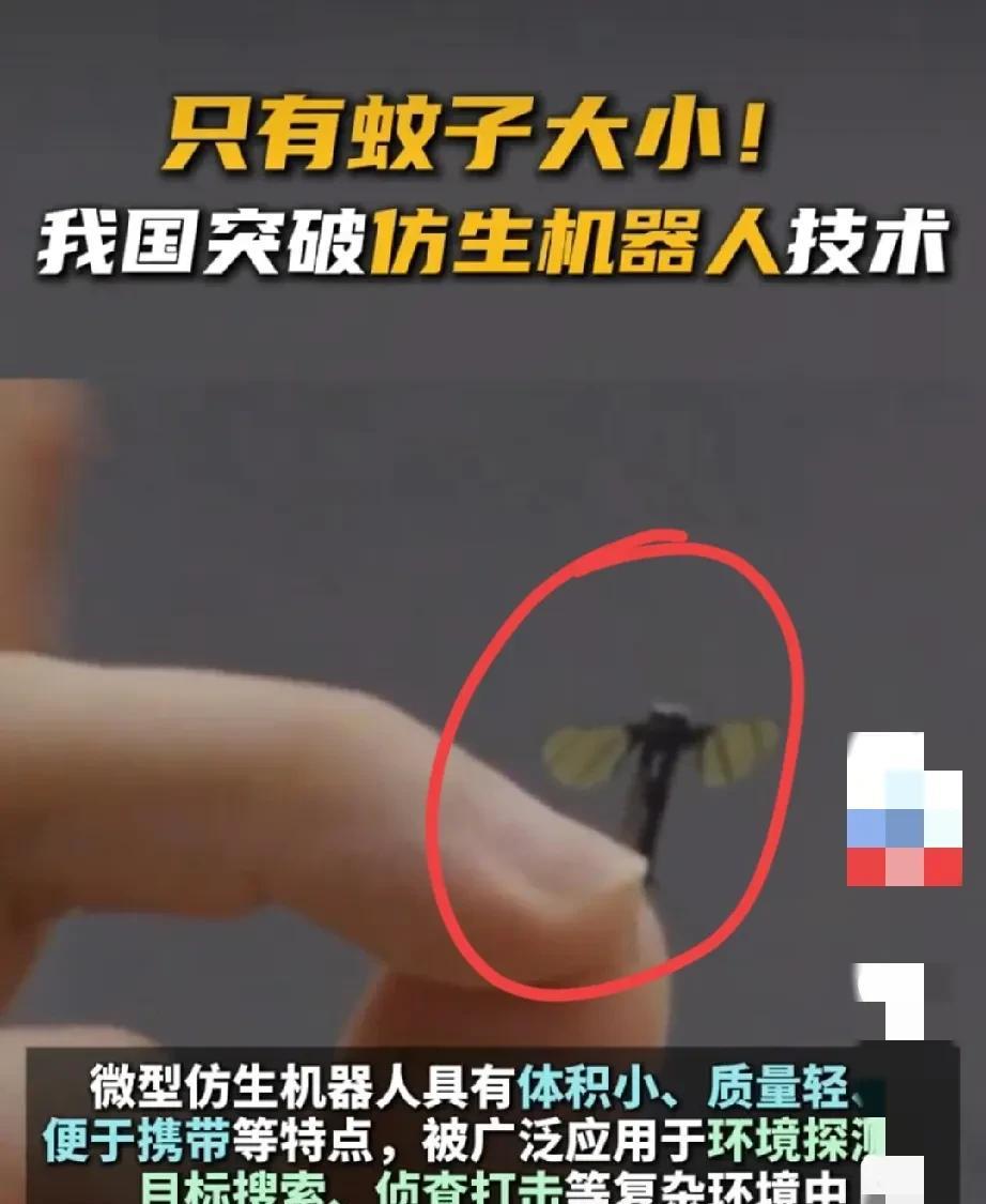 厉害了，我的国！
这款仿生机器人，真的做到了只有蚊子大小，而且和蚊子外形极度相似