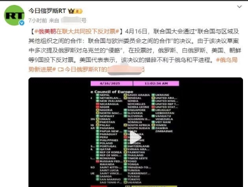 现在的联大投票已经变成了，美国、俄罗斯、朝鲜、白俄罗斯是一个阵营，欧洲国家是一个