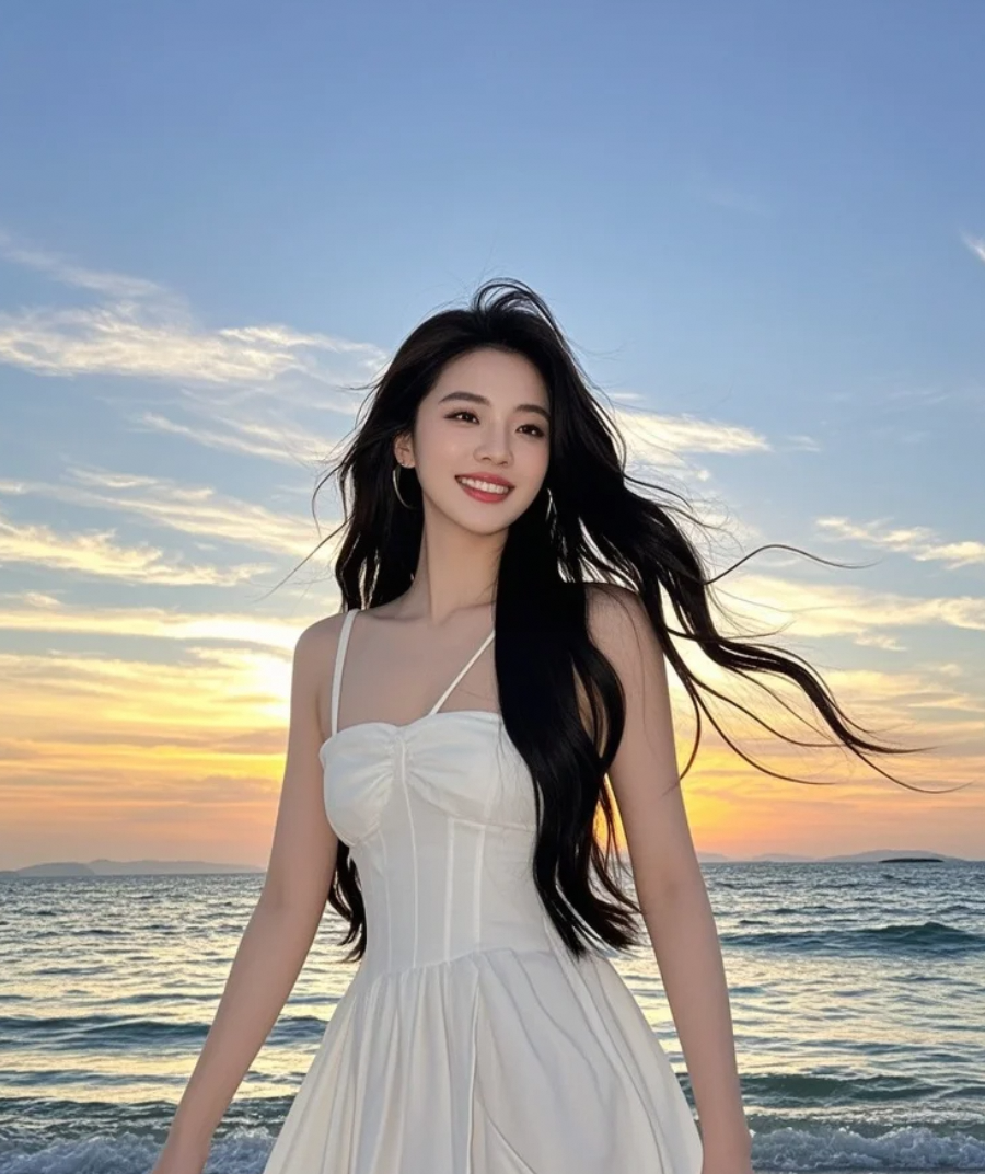 天边燃烧的云，脚下温热的沙，她是静默的剪影