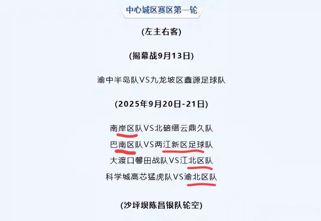 渝超赛程公布，各队命名充满“混乱感”。区县的至少都取有名字，主城区的江北、渝北、