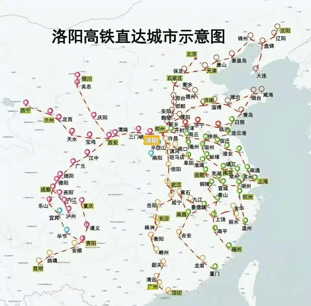 洛阳的高铁交通其实很尴尬，夹在郑州和西安两大国家中心城市之间
西安如果不给车，洛