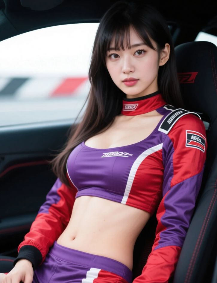 傲人曲线与甜美容颜交织，赛车女郎的赛道风情