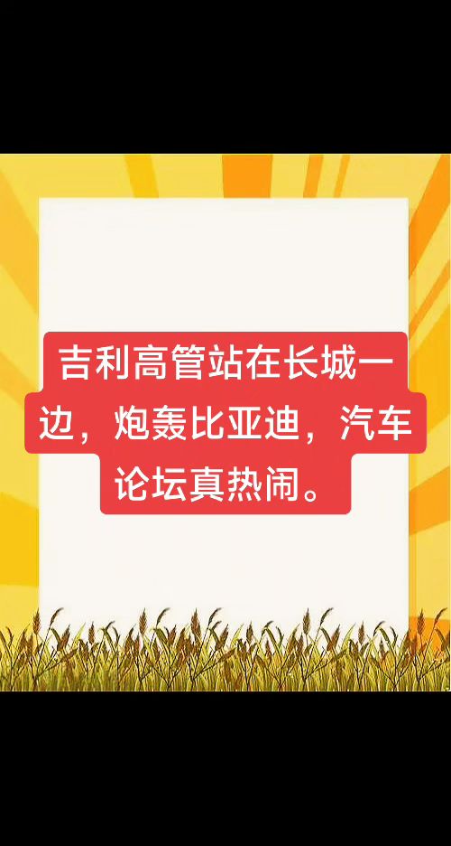 吉利高管站在长城一边，炮轰比亚迪，汽车论坛真热闹。