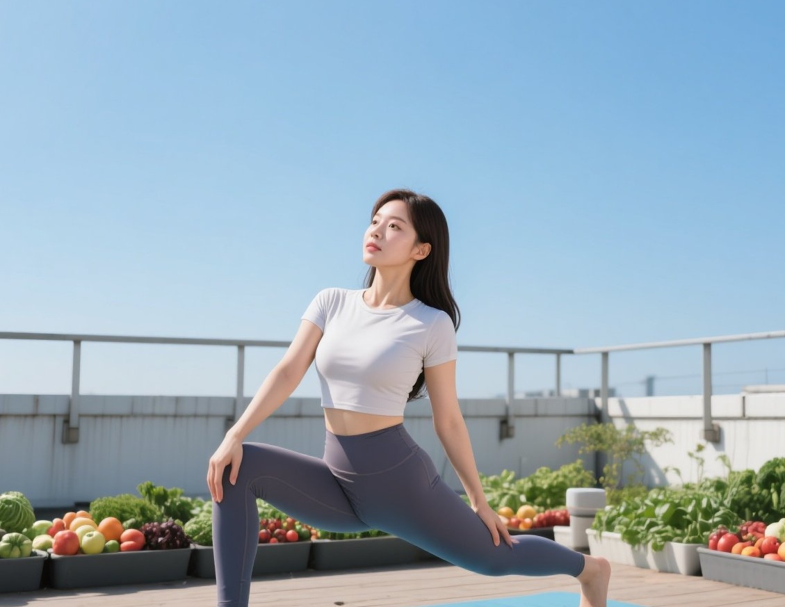 少妇柔韧体态佳，天台一练众人夸