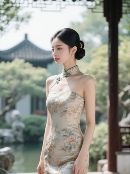 温婉佳人旗袍裹身，曲线玲珑尽显女人味