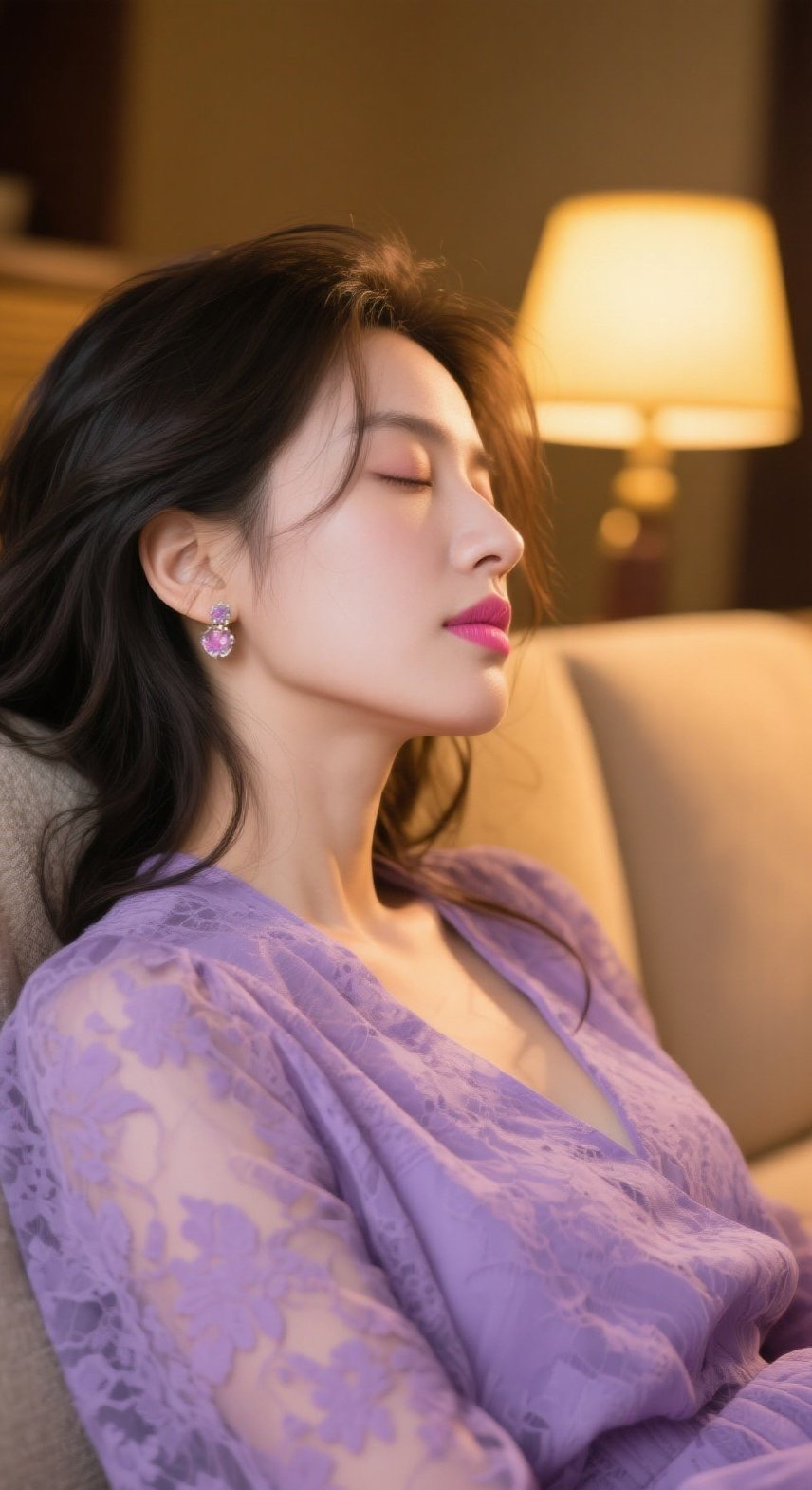 娇媚紫影闭眼低眉撩动心扉