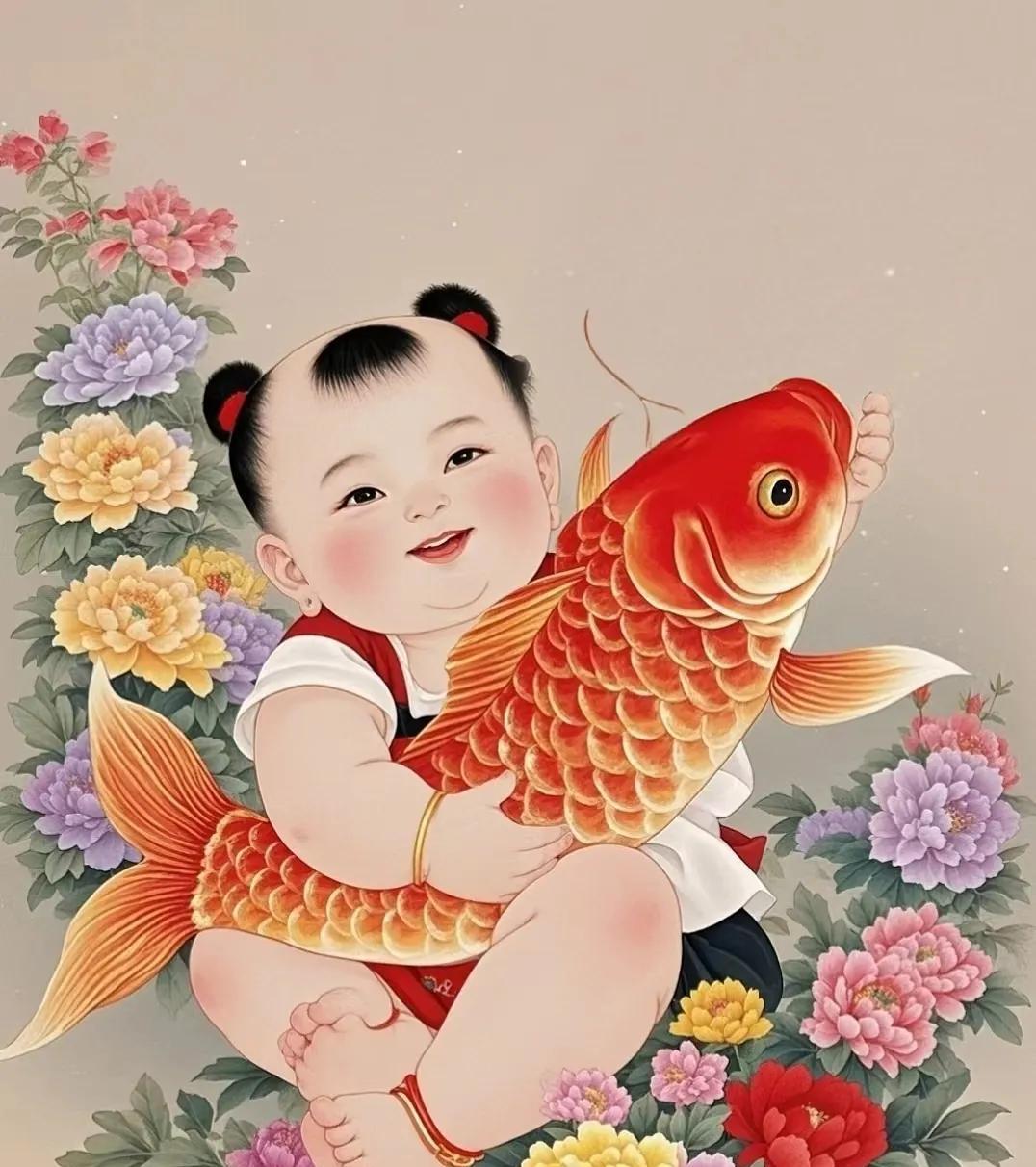 福娃抱锦鲤，好运双倍来袭！快来接福
福娃抱锦鲤，寓意着吉祥如意，是时候迎接你的好