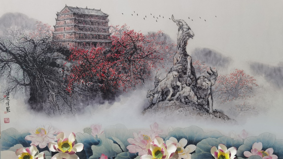 朱永成、皮伟，联袂创作“荷花瓷”瓷版画《清风正气》