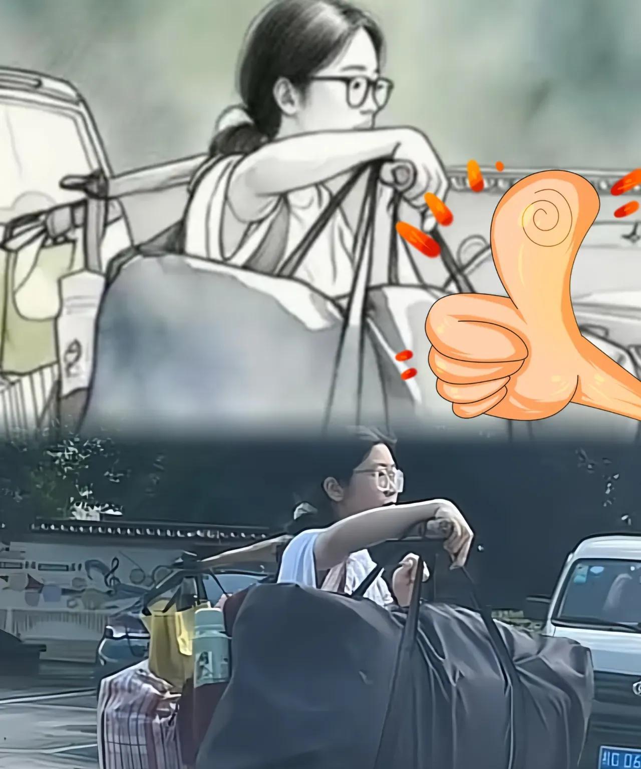 挑担女孩发声了！
该女孩向记者阐述：当时妈妈也提了行李没被拍到而已，懂事的说暑期